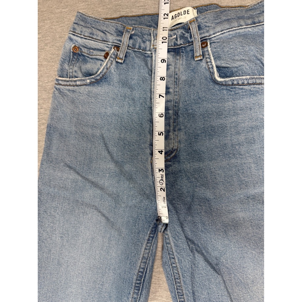 AGOLDE 90s Distressed High Rise Straight Leg Jeans 24 Button Fly Ripped Knee - Picture 4 of 11